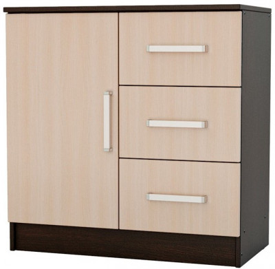 Бася Комод 3 ящика 1 дверь (Венге / дуб беленый)