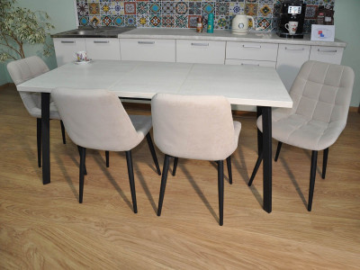 Обеденная группа Бэлфаст / Стул Р 4 шт. / Бетон белый/черный / бид 01