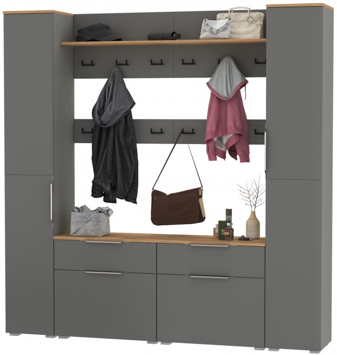 Октава Прихожая 35, серый графит/дуб крафт золотой/фасады МДФ серый графит