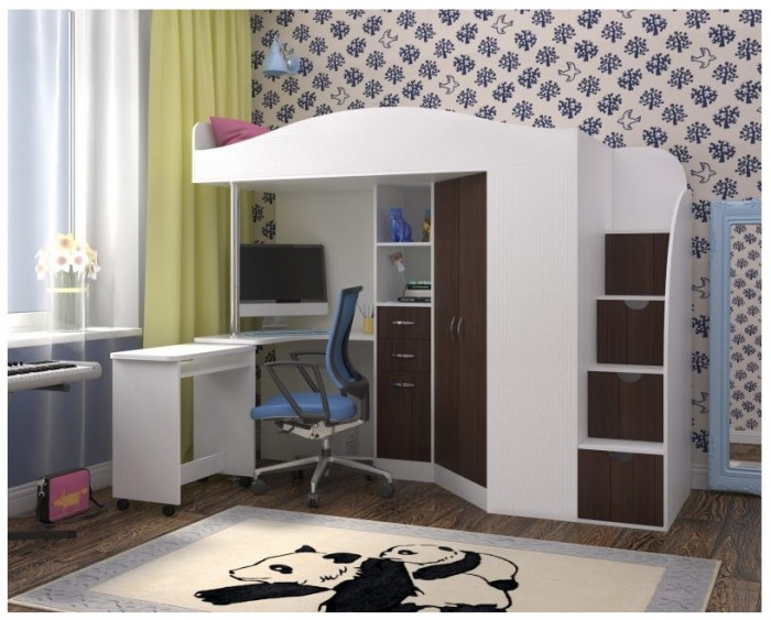 Кровать-чердак Юниор 4 (Венге/Венге)