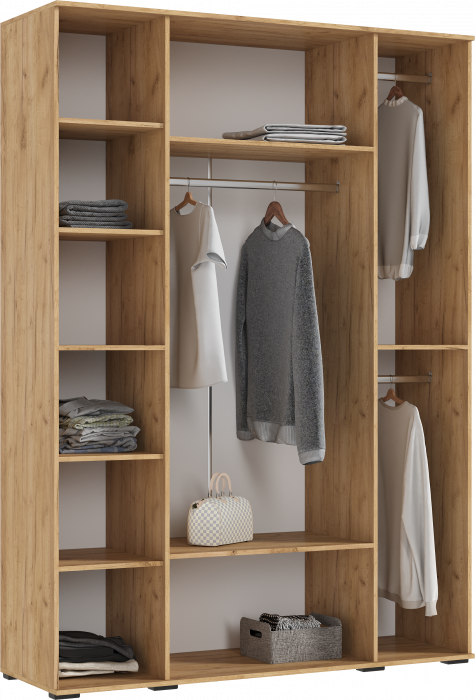 Норд Шкаф 4-х створчатый 1600 с антресолью, Дуб крафт/Изумрудный