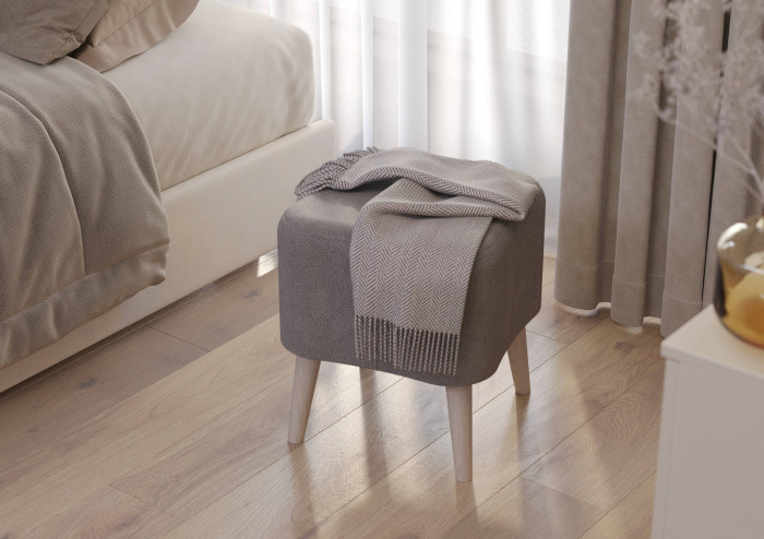 Банкетка 6-5133ТКВсерый Куби, цвет ткань серая, ШхГхВ 41х41х45 см.(квадратная банкетка на четырёх ножках), цвет ножек: иней