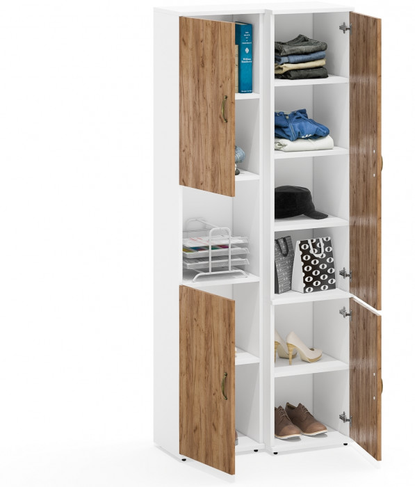 Лидер-8 Модуль Пенал + Пенал МД 22Б, белый шагрень/крафт золото