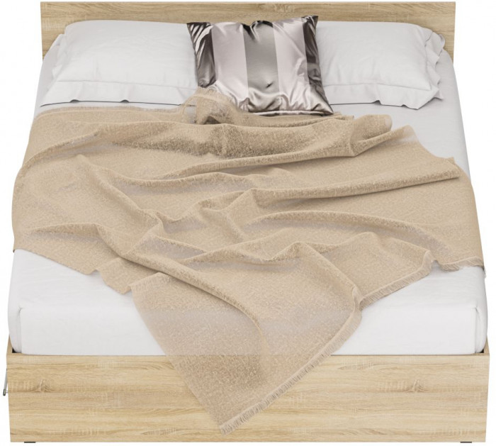 Стандарт Кровать с ящиками 1600, цвет дуб сонома, ШхГхВ 163,5х203,5х70 см., сп.м. 1600х2000 мм., без матраса, основание есть