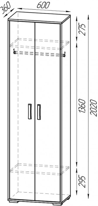 Три шкафа для одежды Домино 2-3430дкт/граф цвет дуб крафт табачный/графит
