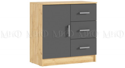 Бася Комод 3 ящика 1 дверь (Дуб крафт/ Графит)