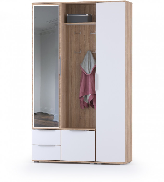 Куба Прихожая 14, дуб сонома/белый премиум