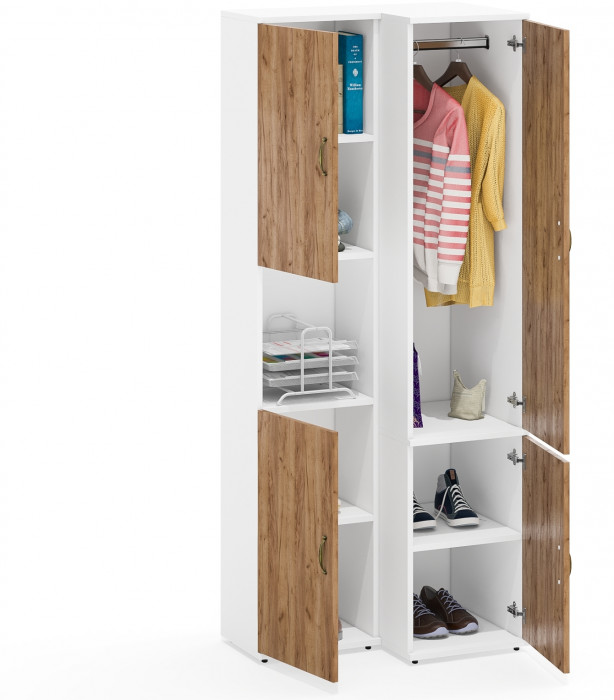 Лидер-8 Модуль Пенал + Пенал МД 23Б, белый шагрень/крафт золото