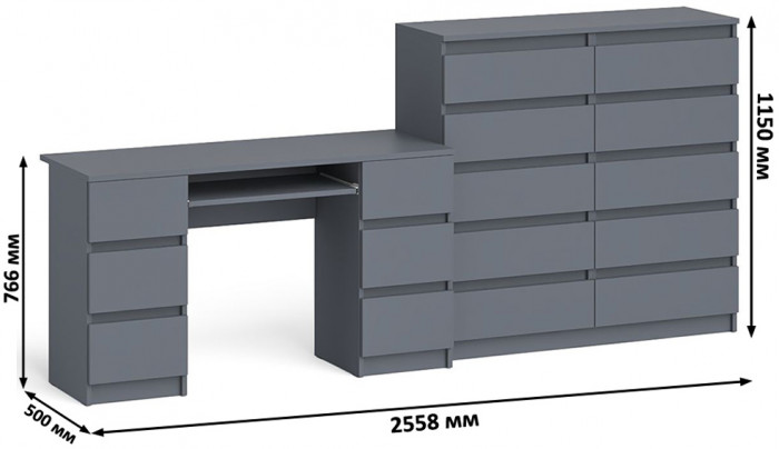 Мори компьютерный стол МС-2 + Комод МК1200.10, графит