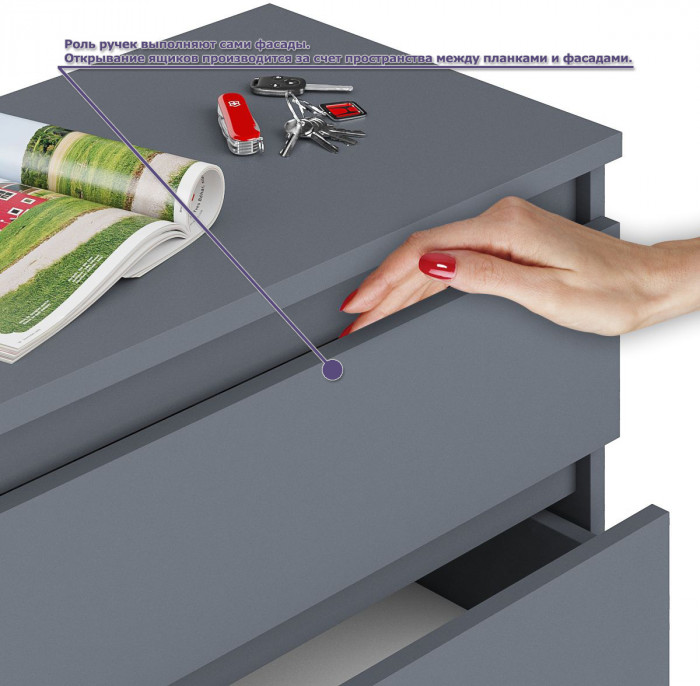 Мори Стол компьютерный МС-1 правый + Комод МК800.1, цвет графит, ШхГхВ 170,4х50х76,6 см., выдвижной ящик справа, НЕ универсальная сборка