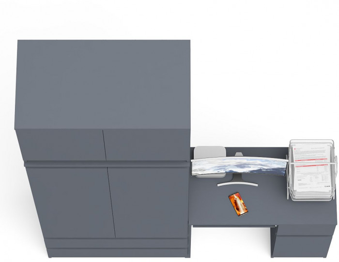 Мори Стол компьютерный МС-1 правый + Шкаф МШ900.1 + Антресоль МА900.1, цвет графит, ШхГхВ 180,4х50,4х234,2 см., выдвижной ящик справа, НЕ универс. сб.