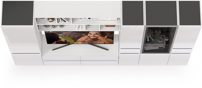 Сидней Комплектация № 035, корпус белый/чёрный/фасады МДФ белый глянец