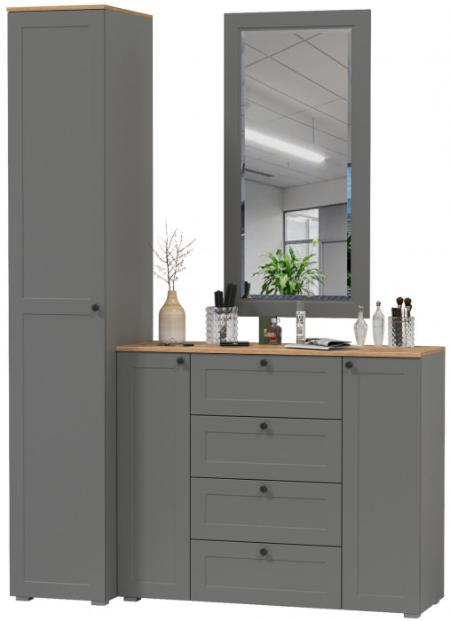 Остин Прихожая 20, цвет серый графит/дуб крафт золотой, ШхГхВ 160х54,3х229,6 см., универсальная сборка