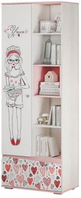 &quot;Малибу&quot; ШК-18 Шкаф (802х2176х460) ясень белый/айскрим/белый фп