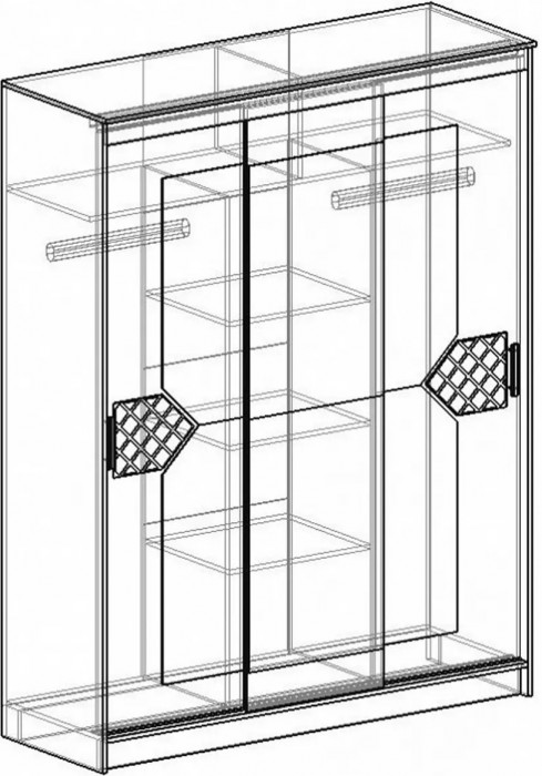 Николь Шкаф-купе 3 (Венге / Лиственница светлая)