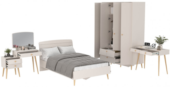 Афина Спальня 15-1200, цвет кашемир серый, сп.м. 1200х2000 мм., б/м, основание есть - фанера