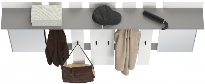 Лира ГК 2-3814+2-3814графбел Вешалка с зеркалом, графит/белый