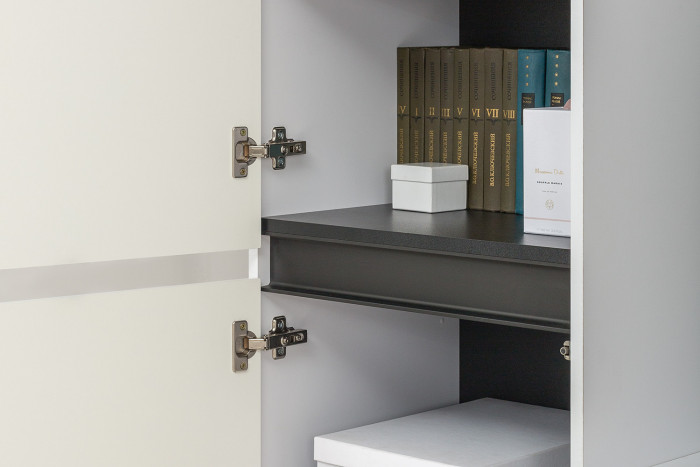 Сидней Комплектация № 036, корпус белый/чёрный/фасады МДФ белый глянец