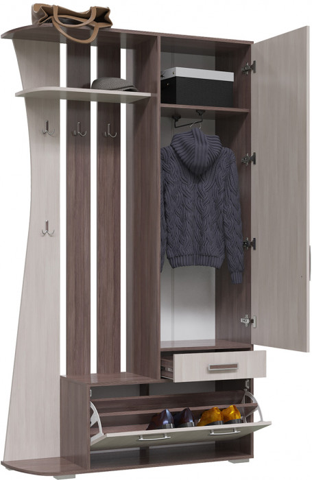 Прихожая 2-3424бод.тем/св Мокко, цвет бодега тёмный/бодега светлый, ШхГхВ 120х38х210 см., универсальная сборка