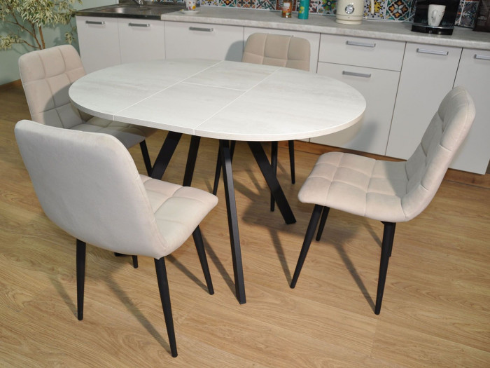 Обеденная группа Нарди / Стул Х 4 шт. / Бетон белый/черный / бид 01