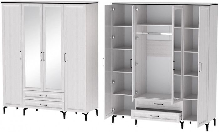 Модульная Спальня Шарм, набор 11, Ясень Анкор Светлый/Экокожа