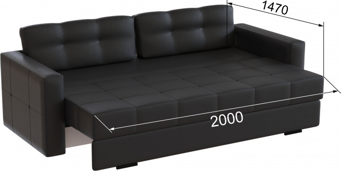 Диван раскладной Брэй экокожа черный