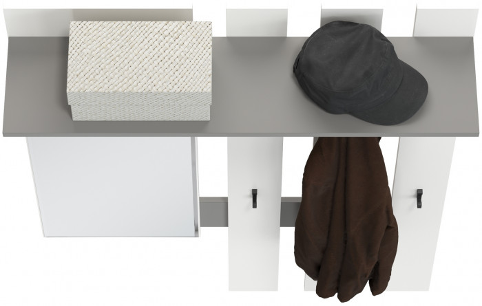 Лира ГК 2-3814граф/бел Вешалка с зеркалом, графит/белый