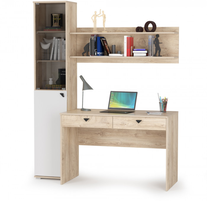 КР100 Бостон № 35, цвет дуб эндгрейн элегантный/фасады МДФ милк рикамо софт, 13.155+12.69+09.132, ШхГхВ 153,8х57,2х194,4 см., универсальная сборка