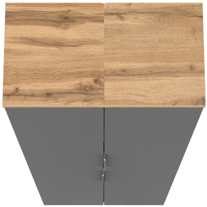 Октава 13.228 Шкаф-пенал + 13.228 Шкаф-пенал, цвет серый графит/дуб крафт золотой/фасады МДФ серый графит, ШхГхВ 64,4х35,3х197,6 см.