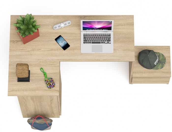 Мори Стол компьютерный МС-16 левый + Тумба ТМП400.1, цвет дуб сонома, ШхГхВ 164,8х84,9х76,6 см., выдвижные ящики слева, НЕ универсальная сборка