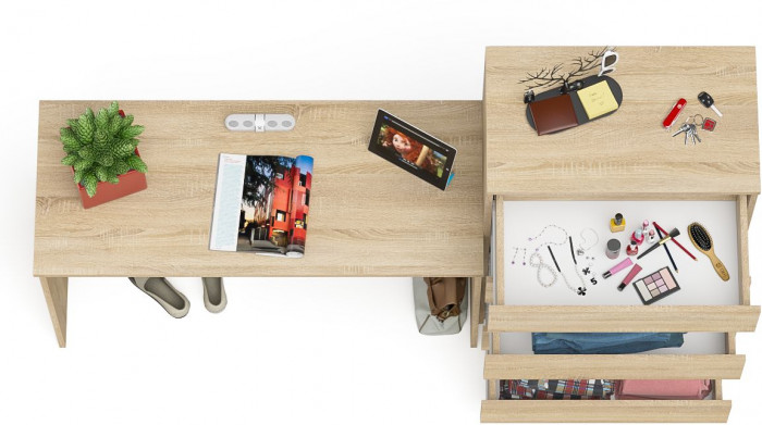 Мори Стол письменный МСП1200.1 + Комод МК700.5, цвет дуб сонома, ШхГхВ 190,8х50х114 см., универсальная сборка