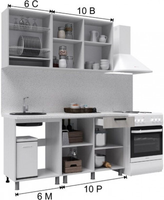 Кухонный гарнитур 1,6м Кантри Дуб канадский/Карбон вулкан