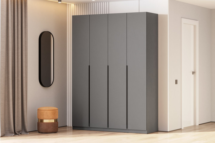 Шкаф распашной с наполнением (13 полок + 2 ящика) ШК 5 (1600), Графит