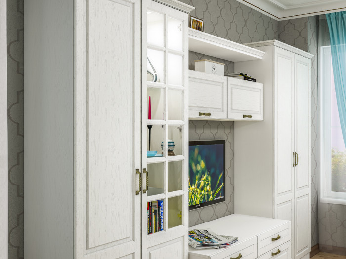 Ливерпуль Шкаф навесной, цвет ясень ваниль/белый, ШхГхВ 140х31,4х35 см.