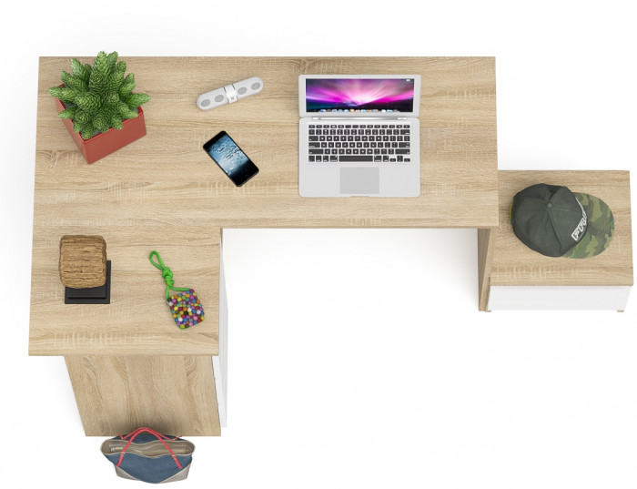 Мори Стол компьютерный МС-16 левый + Тумба ТМП400.1, цвет дуб сонома/белый, ШхГхВ 164,8х84,9х76,6 см., выдвижные ящики слев, НЕ универсальная сборкаа