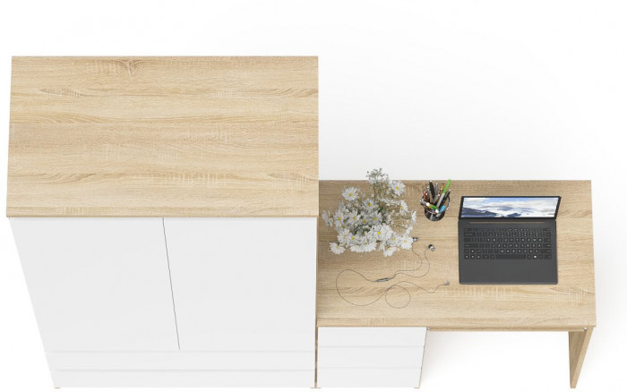 Мори Стол компьютерный МС-6 левый + Шкаф МШ900.1, цвет дуб сонома/белый, ШхГхВ 180,4х50,4х179,6 см., выдвижные ящики слева, НЕ универсальная сборка