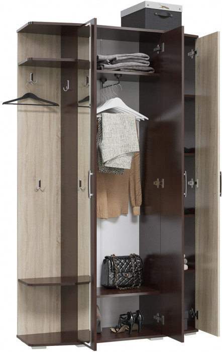 Прихожая 2-3428вн/дубсон Паола, цвет венге/дуб сонома, ШхГхВ 120х38х202 см., универсальная сборка