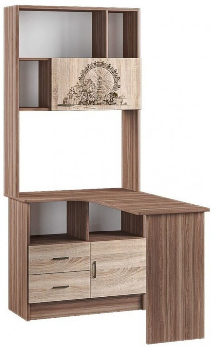 Орион Стол угловой универсальный ясень шимо/дуб сонома