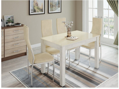 Стол обеденный Норман 1000х600 дуб крафт белый/лакобель белый