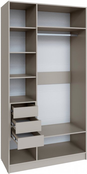 Шкаф Мадрид (1,2) с 3 ящ. внутри с зеркалом, Кашемир