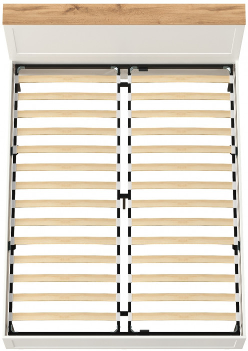 Остин 11.53 Кровать + ортопед, цвет белый шагрень/дуб крафт золотой, ШхГхВ 164,6х217,2х99,3 см., сп. м. 1600х2000 мм, б/м