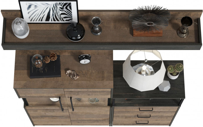 Трувор Гостиная 007, цвет дуб гранж песочный/интра, ШхГхВ 151,8х37х195 см., универсальная сборка, есть светодиодная подсветка