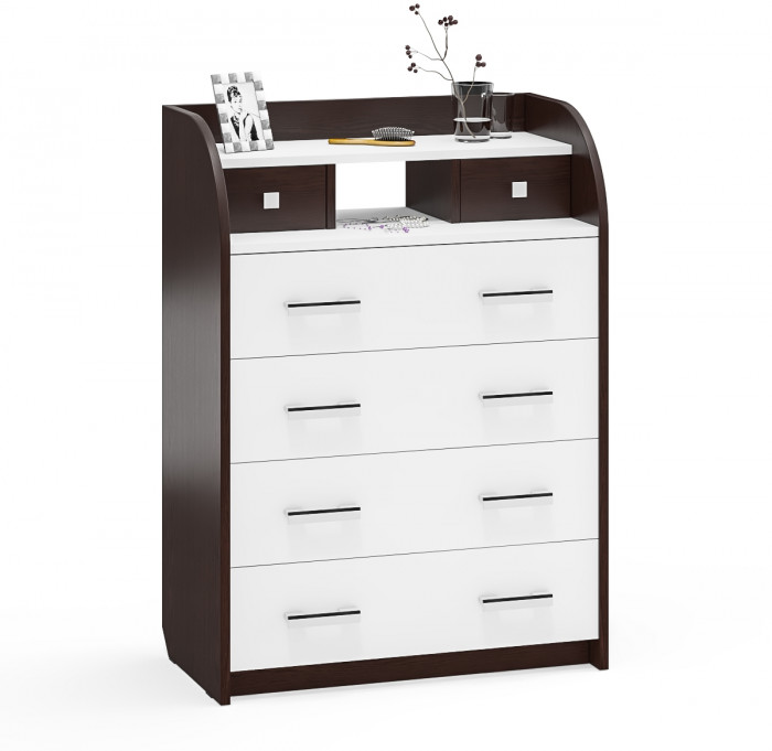 Комод С-МД-К6 (Шесть), цвет венге/белый шагрень, ШхГхВ 80х43х110 см., 6 ящиков