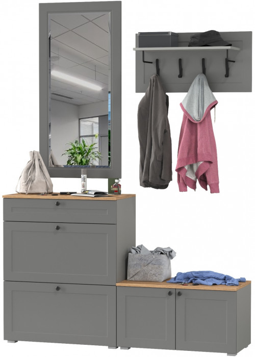 Остин Прихожая 44, серый графит/дуб крафт золотой