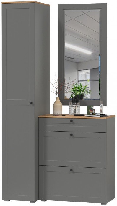 Остин Прихожая 22, цвет серый графит/дуб крафт золотой, ШхГхВ 120х54,3х229,6 см., универсальная сборка