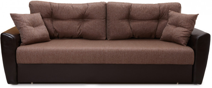 Диван-еврокнижка Амстердам 140, рогожка/экокожа коричневая
