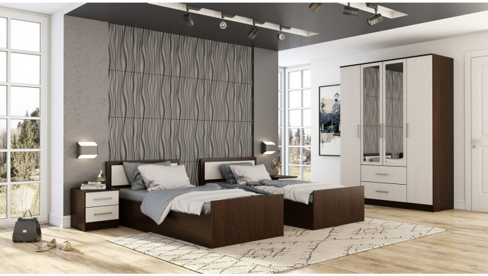 Шкаф 4-х дверный Фиеста, венге/лоредо