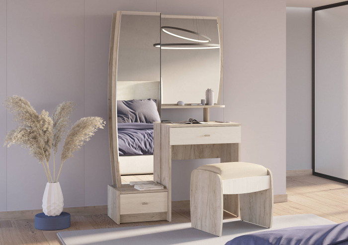 Трюмо 4-25102дкс/скан.д.б. Сицилия, цвет дуб крафт серый/скандинавское дерево белое, ШхГхВ 100,2х43,2х164,5 см., НЕ универсальная сборка