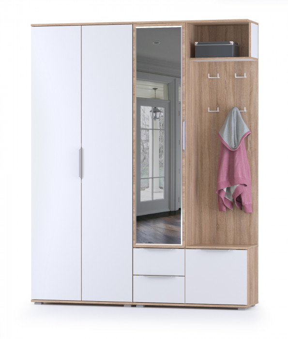 Куба Прихожая 13, цвет дуб сонома/белый премиум, ШхГхВ 166,2х38,3х210,6 см., универсальная сборка