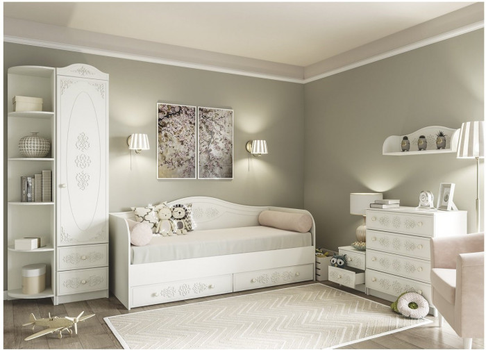 Модульная детская KI-KI композиция 1, Белый/Белое дерево